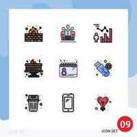 Set of 9 Modern UI Icons Symbols Signs for day christmas chart celebration person Editable Vector Design Elements