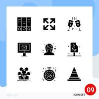 9 User Interface Solid Glyph Pack of modern Signs and Symbols of cream woman computer makeup beauty Editable Vector Design Elements