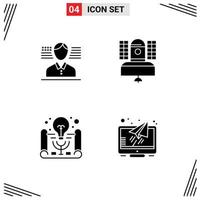 4 Creative Icons Modern Signs and Symbols of man business idea satellite communication project management Editable Vector Design Elements