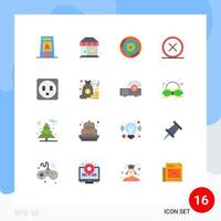 Set of 16 Modern UI Icons Symbols Signs for delete close food circle engine Editable Pack of Creative Vector Design Elements