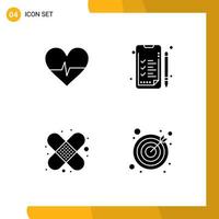 4 Universal Solid Glyph Signs Symbols of beat darts analytics band aid target Editable Vector Design Elements