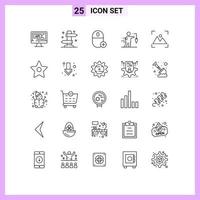 conjunto de 25 iconos de interfaz de usuario modernos signos de símbolos para elementos de diseño de vector editables de dispositivo de aspiración de vacaciones de negocios falsos