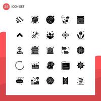 25 Universal Solid Glyphs Set for Web and Mobile Applications basic leaf business goal cloud green Editable Vector Design Elements