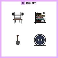 Set of 4 Modern UI Icons Symbols Signs for balance report gym chart shovel Editable Vector Design Elements