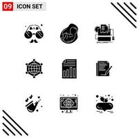 Pack of 9 creative Solid Glyphs of server analytics obstetrics keyboard computer Editable Vector Design Elements