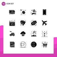 16 Thematic Vector Solid Glyphs and Editable Symbols of heart samsung formula huawei smart phone Editable Vector Design Elements