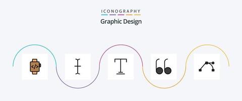 paquete de iconos de 5 planos llenos de línea de diseño que incluye . abierto. punto vector