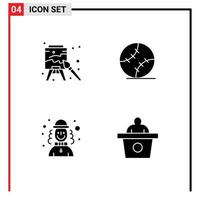 Set of 4 Modern UI Icons Symbols Signs for easel joker paint sport hat Editable Vector Design Elements