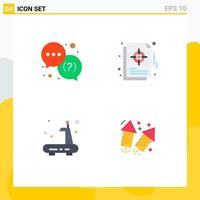 Pack of 4 Modern Flat Icons Signs and Symbols for Web Print Media such as help exercise support management sports Editable Vector Design Elements