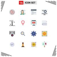 Set of 16 Modern UI Icons Symbols Signs for development computer writer coding search Editable Pack of Creative Vector Design Elements