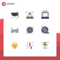 paquete de iconos de vectores de stock de 9 signos y símbolos de línea para elementos de diseño de vectores editables inteligentes de datos de oficina de disco de película