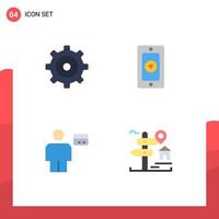 Group of 4 Modern Flat Icons Set for multimedia debit pin body sign Editable Vector Design Elements