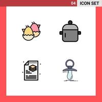 Pictogram Set of 4 Simple Filledline Flat Colors of egg creative nature food file Editable Vector Design Elements