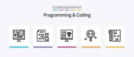 Programming And Coding Line 5 Icon Pack Including file. develop. programming. programming. develop. Creative Icons Design vector