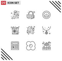 Pack of 9 Modern Outlines Signs and Symbols for Web Print Media such as electric computer greece cable orange Editable Vector Design Elements