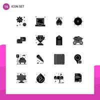 Universal Icon Symbols Group of 16 Modern Solid Glyphs of message chat beetle preferences control Editable Vector Design Elements