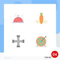 Mobile Interface Flat Icon Set of 4 Pictograms of hotel cross wrench servise vegetable transportation Editable Vector Design Elements