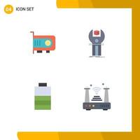 4 Flat Icon concept for Websites Mobile and Apps computer battery computer development power Editable Vector Design Elements