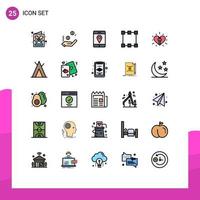 25 iconos creativos signos y símbolos modernos de celebración amor signo rectángulo ruta elementos de diseño vectorial editables vector