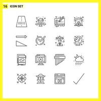 Pictogram Set of 16 Simple Outlines of sort loanhome document signature house Editable Vector Design Elements