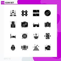 16 Thematic Vector Solid Glyphs and Editable Symbols of travel camera editing clip attach Editable Vector Design Elements