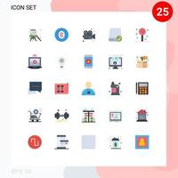 Concepto de 25 colores planos para sitios web móviles y aplicaciones impulsan elementos de diseño de vectores editables de películas de computadoras inalámbricas conectadas