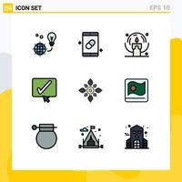 Set of 9 Modern UI Icons Symbols Signs for tick black medicine approve light Editable Vector Design Elements