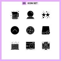 Universal Icon Symbols Group of 9 Modern Solid Glyphs of planning management firework multimedia media Editable Vector Design Elements