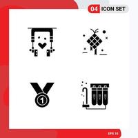 Modern Set of 4 Solid Glyphs and symbols such as ear buds winner therapy creative award Editable Vector Design Elements