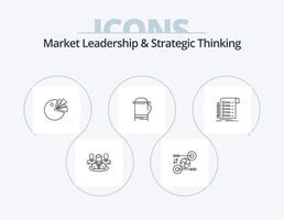 Market Leadership And Strategic Thinking Line Icon Pack 5 Icon Design. . target. safe vector