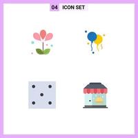 4 User Interface Flat Icon Pack of modern Signs and Symbols of flower sport spring dice life Editable Vector Design Elements