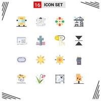 Modern Set of 16 Flat Colors Pictograph of processing file celebrate building real Editable Pack of Creative Vector Design Elements