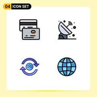 paquete de iconos de vector de stock de 4 signos y símbolos de línea para tarjetas actualizar elementos de diseño de vector editables de computación de señal de satélite