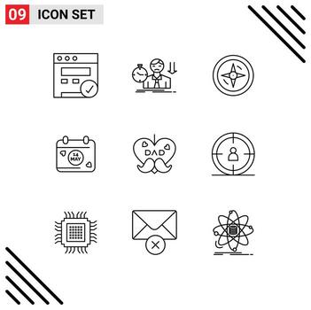 9 Outline concept for Websites Mobile and Apps love father navigation dad date Editable Vector Design Elements