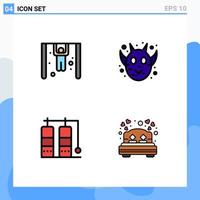 Filledline Flat Color Pack of 4 Universal Symbols of competition vacation angry halloween animal dating Editable Vector Design Elements