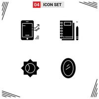 Stock Vector Icon Pack of 4 Line Signs and Symbols for chart writing progress notebook setting Editable Vector Design Elements