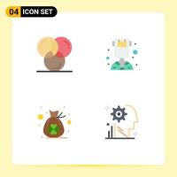 paquete de 4 iconos planos creativos de desarrollo de bolsas de codificación elementos de diseño vectorial editables de trébol femenino vector