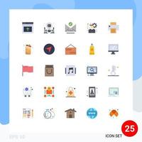 25 User Interface Flat Color Pack of modern Signs and Symbols of printer configuration idea account letter Editable Vector Design Elements