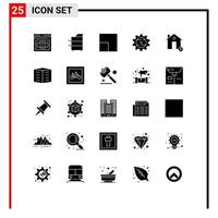 Set of 25 Modern UI Icons Symbols Signs for house buildings technology food cap Editable Vector Design Elements