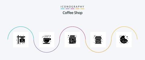 Coffee Shop Glyph 5 Icon Pack Including . cookie. box. bite. coffee vector