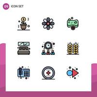 Set of 9 Modern UI Icons Symbols Signs for group room geography hotel spa Editable Vector Design Elements