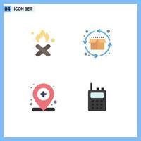 Set of 4 Modern UI Icons Symbols Signs for burn hospital pollution life cycle map Editable Vector Design Elements