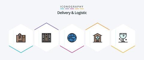 Delivery And Logistic 25 FilledLine icon pack including logistic. delivery. stock. service. export vector