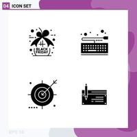 Set of 4 Commercial Solid Glyphs pack for discount media board keypad search Editable Vector Design Elements