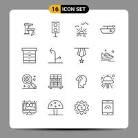 16 Universal Outline Signs Symbols of drawer boat products spring brightness Editable Vector Design Elements