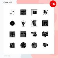 Pictogram Set of 16 Simple Solid Glyphs of goal archer cafe candy marshmallow Editable Vector Design Elements