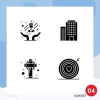 Pack of 4 creative Solid Glyphs of care saint building cross love Editable Vector Design Elements
