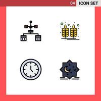 Modern Set of 4 Filledline Flat Colors Pictograph of app clock develop food home appliances Editable Vector Design Elements