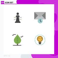 User Interface Pack of 4 Basic Flat Icons of chess plant game time concept Editable Vector Design Elements
