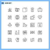 User Interface Pack of 25 Basic Lines of bag stand secure living file Editable Vector Design Elements